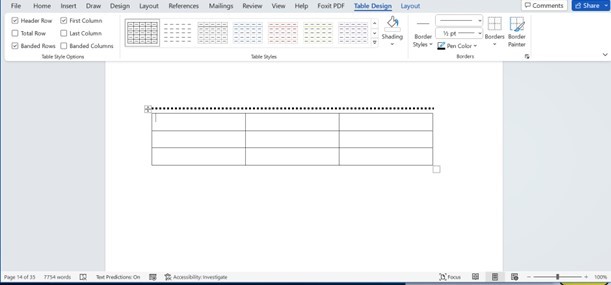 How do I get rid of the dotted line that appears above every new table ...