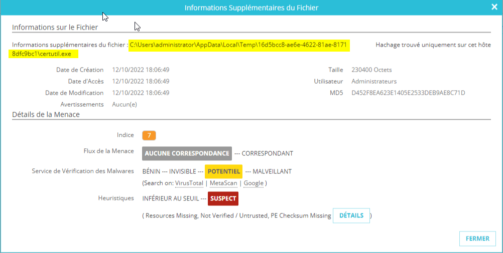 certutil.exe was detected as a threat during the installation of an ...