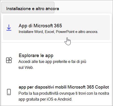 Screenshot di Office.com con l'accesso eseguito con un account aziendale o dell'istituto di istruzione