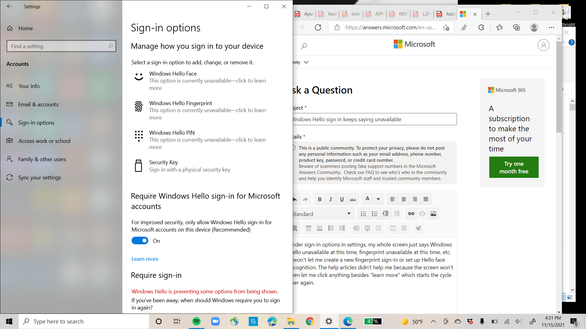 Windows Hello sign in keeps saying unavailable - Microsoft Q&A