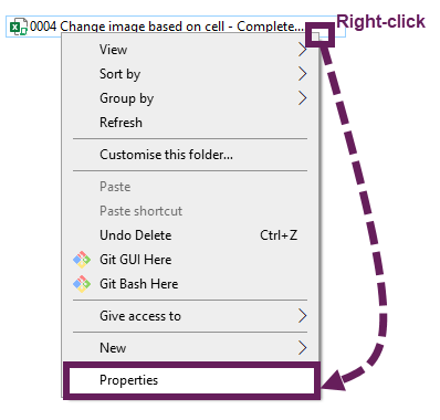 Right-click properties