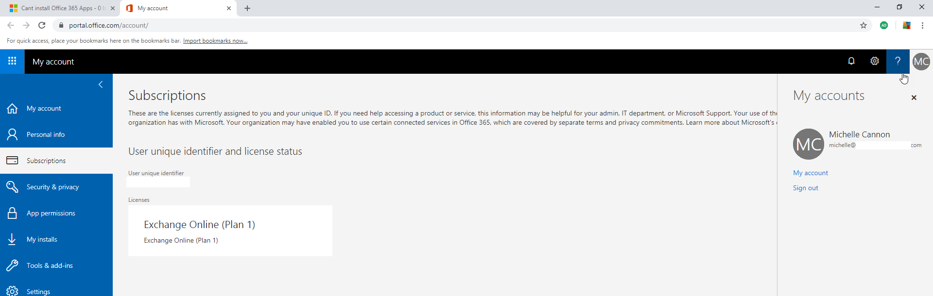Cant install Office 365 Apps - 0 Installs detected, 5 license available ...
