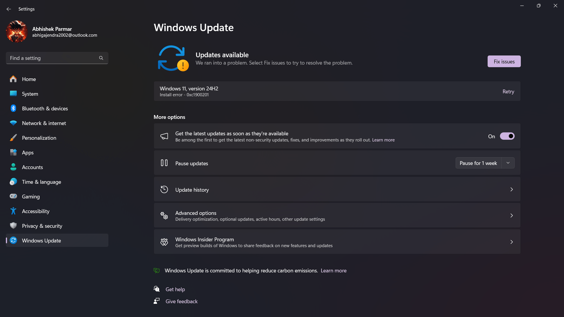 unable to download update - Microsoft Q&A