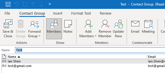 Attachment becomes empty email when forwarding contact group via ...