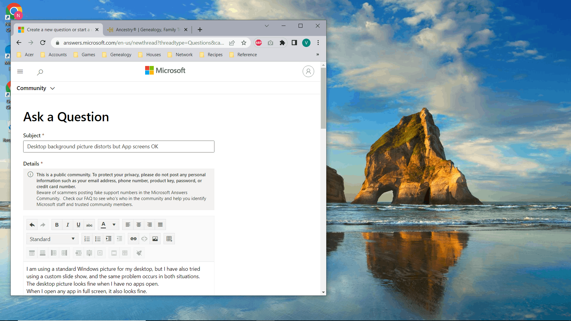 Desktop background picture distorts but App screens OK - Microsoft Q&A