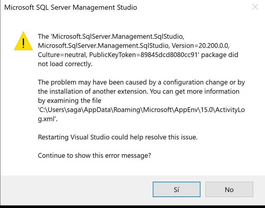 Problemas en iniciar SQL Server Management Studio - Microsoft Q&A