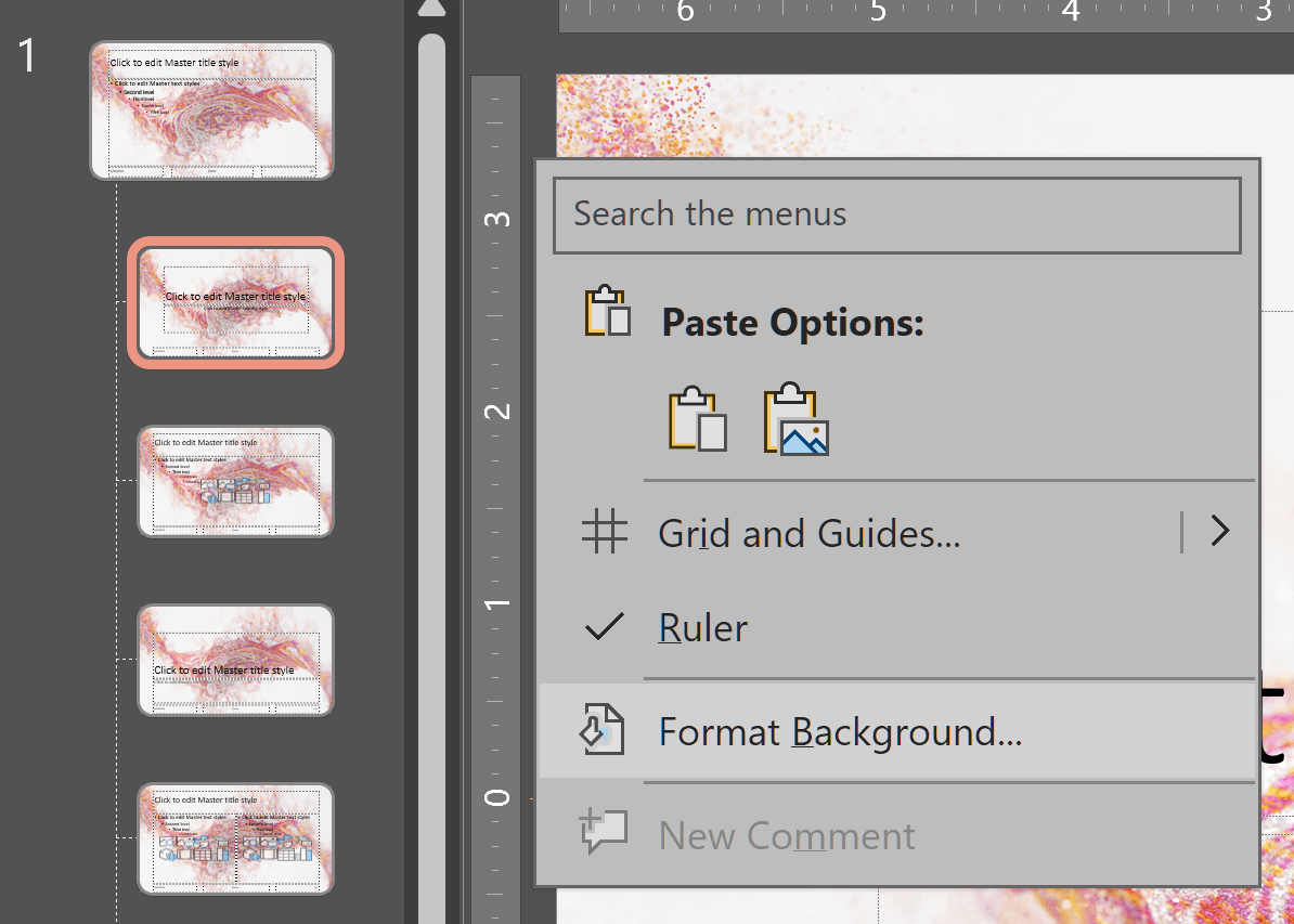 how do i Use Slide Master to change the background picture of all ...