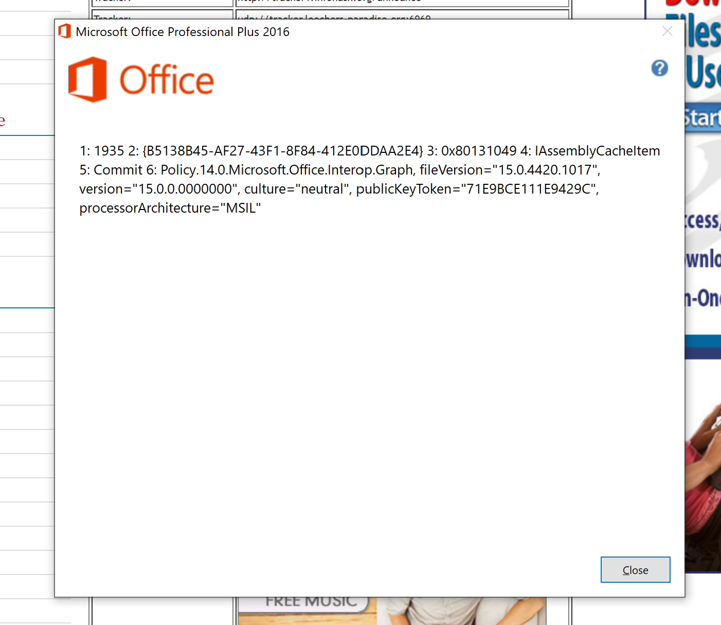 Unable to install office 2016 - error I have never seen before ...