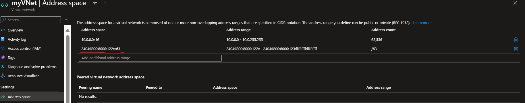 Configuring ipv6 NSG rules on expressroute internal ip addresses ...