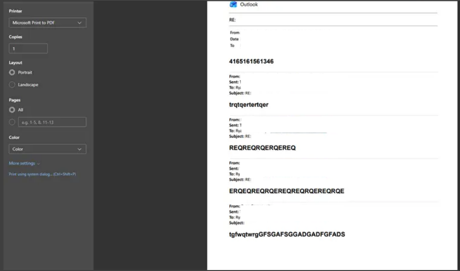 How to print the entire thread, not just one email - Microsoft Q&A