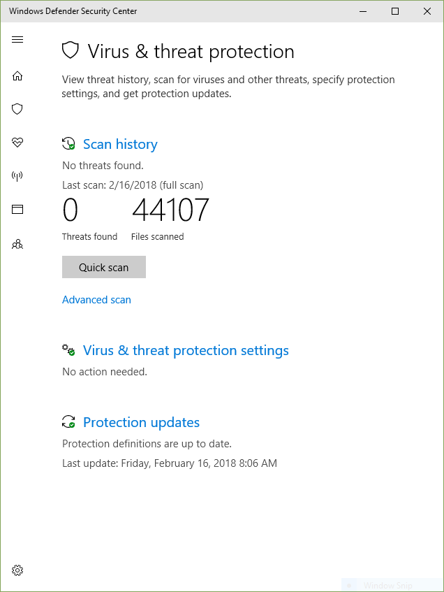 Windows Defender Security Center Scan Progress - Microsoft Q&A