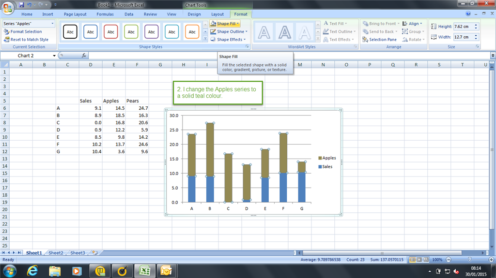 Excel 2013: Chart series formatting changes when different series data ...
