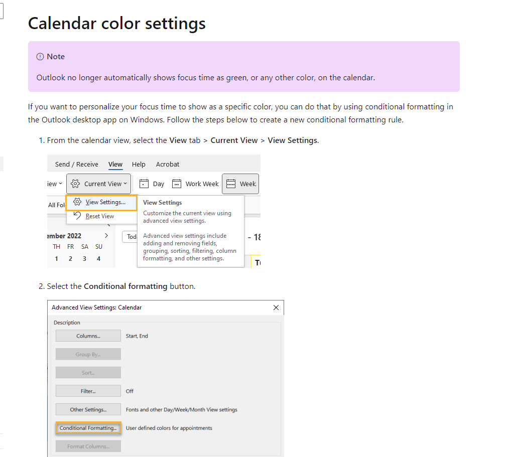 How do I get Focus Time to mark calendar blocks as Green again ...