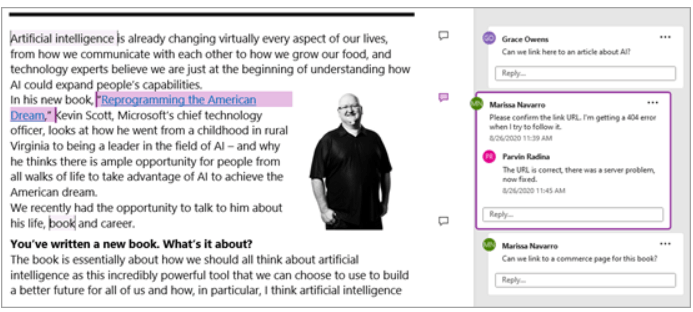 Full comments not showing in Contextual View of Word 365 - Microsoft Q&A