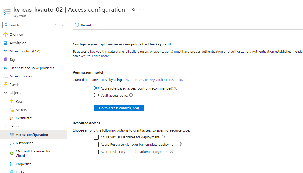 Azure Key Vault Cannot get the access policies information by Azure