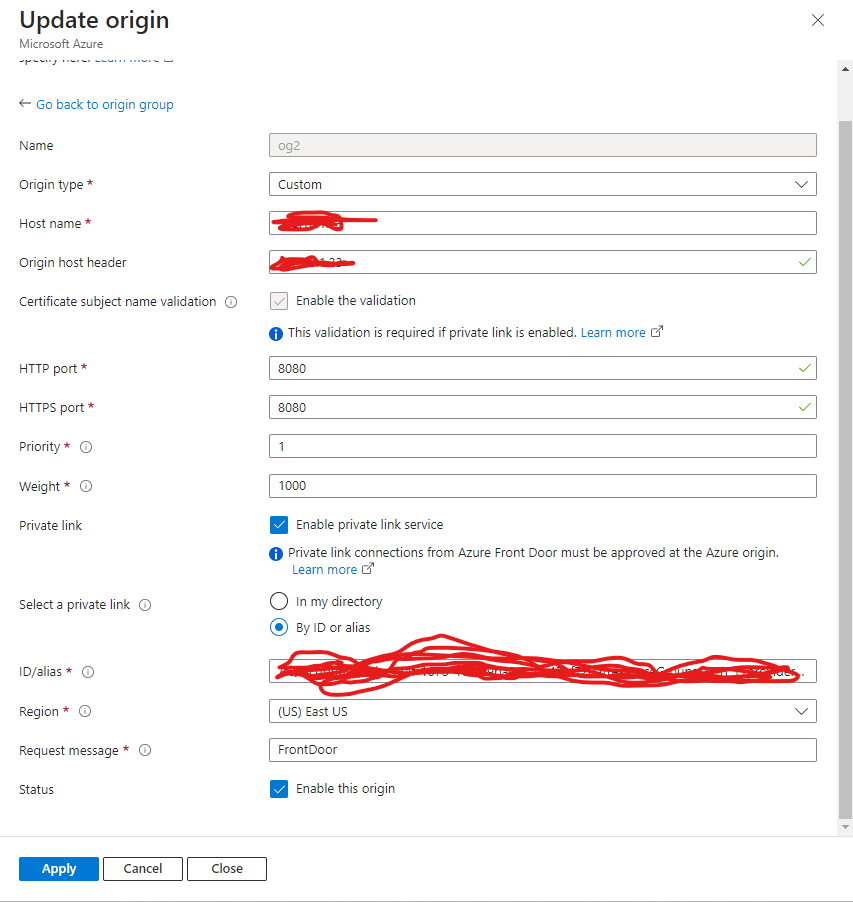 Configure port 8080 on azure frontdoor site microsoft q a