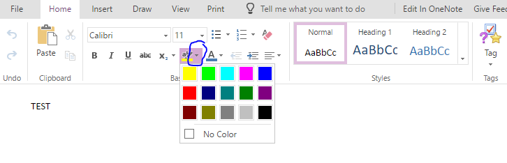 ONLY YELLOW HIGHLIGHTING IN TEXT OPTION - Microsoft Q&A
