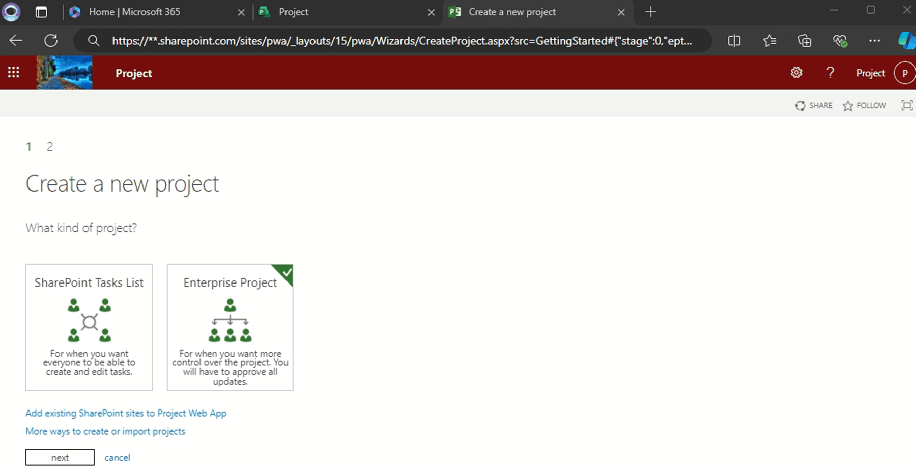 Unable to create project on online site - Microsoft Q&A