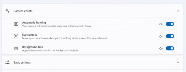 Windows Studio Effects options not avaliable in settings, but all ...