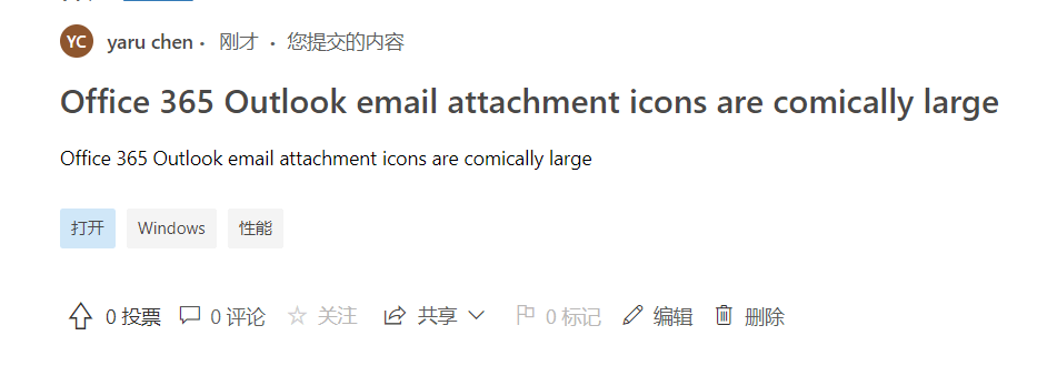 Office 365 Outlook email attachment icons are comically large ...