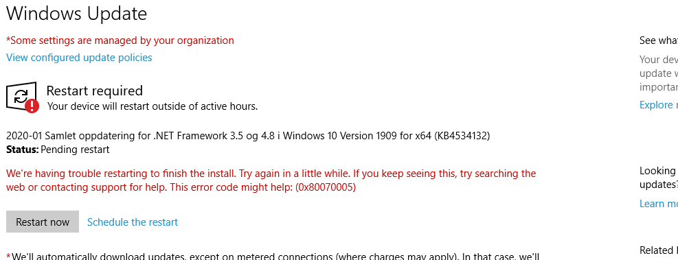 Windows Update error on Windows 10 - We're having trouble restarting to ...