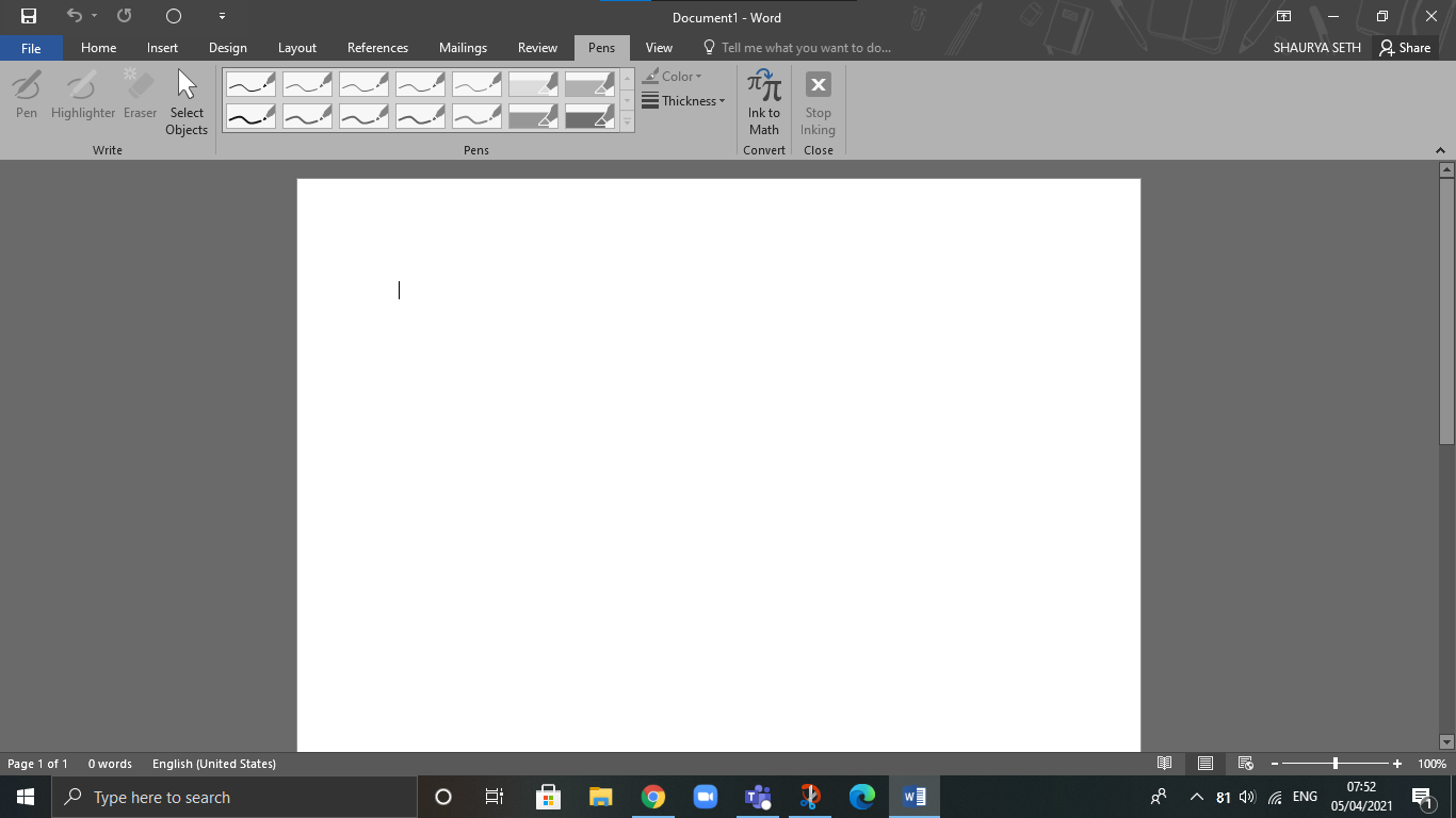 start inking and pens tab not working in Word 2016 on Windows 10 ...