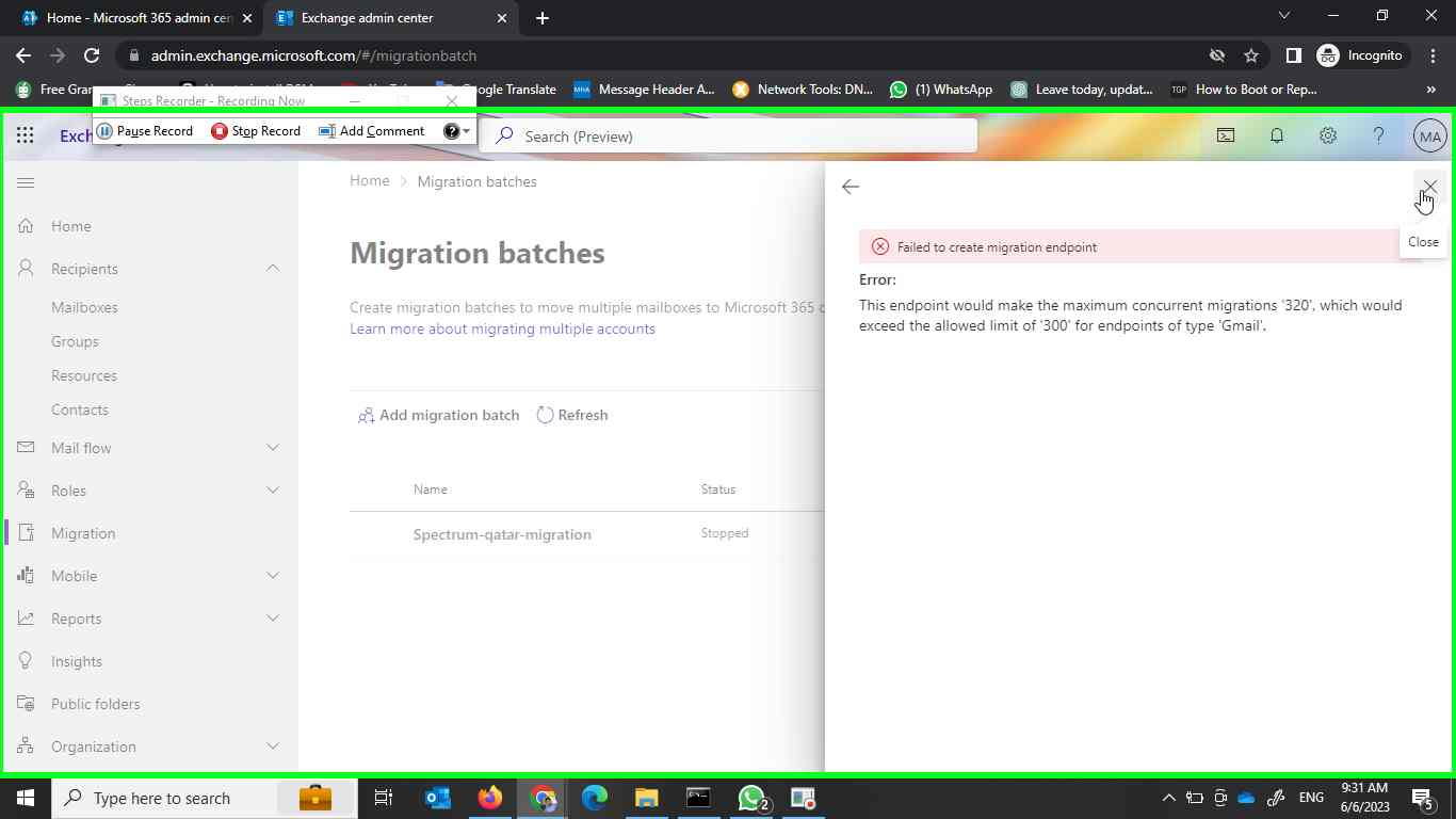 Failed to create Migration Endpoint