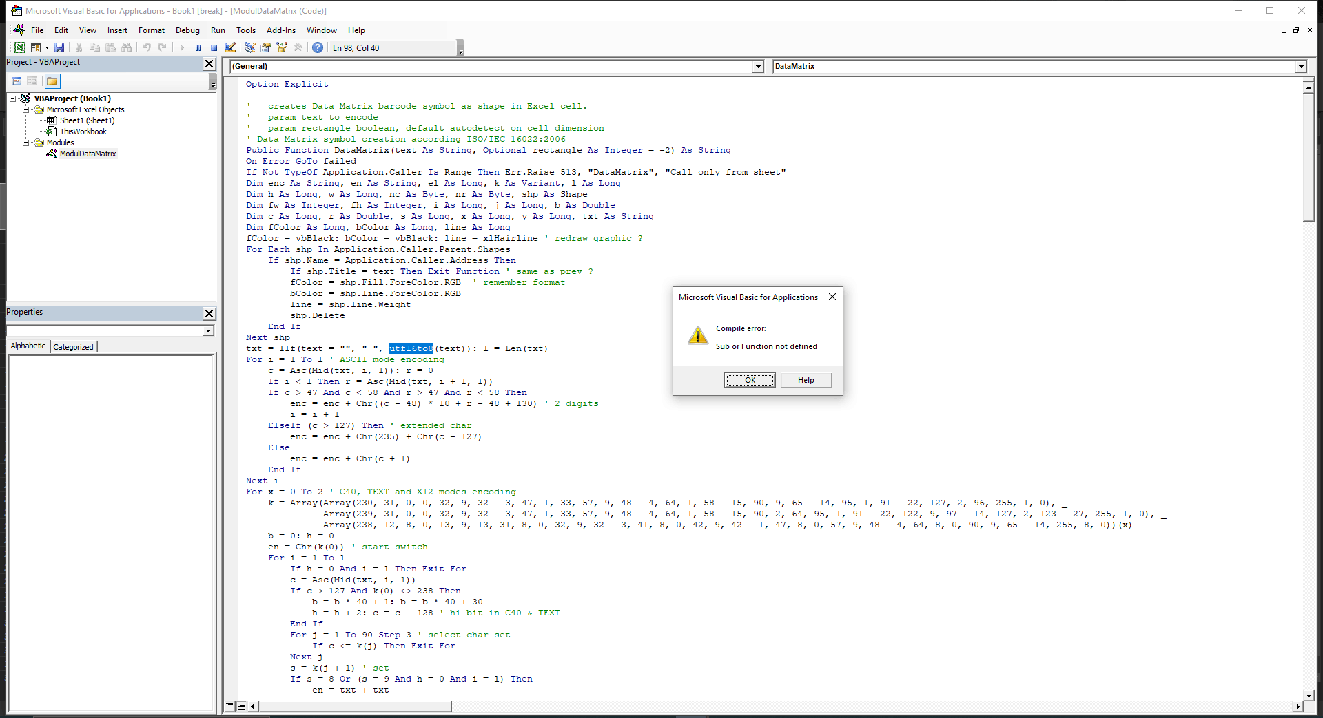 Free 2D code Data Matrix font added-in Excel - Microsoft Q&A