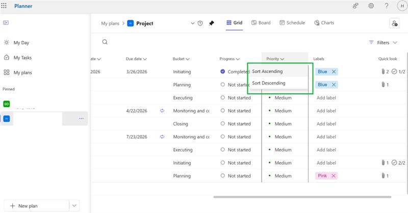 How to sort plans in Planner Cloud Microsoft - Microsoft Q&A