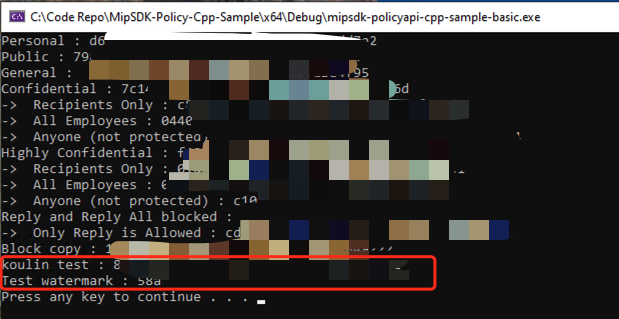 Labels returned by Windows MIP Policy SDK