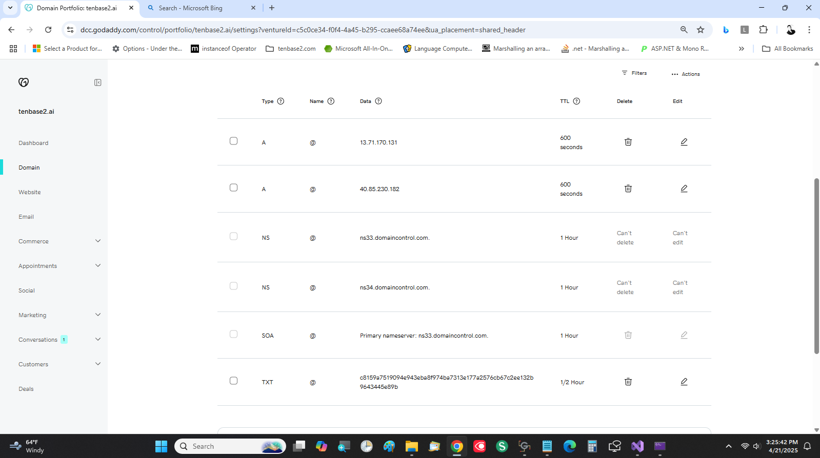Need assistance validating a custom domain name for an Azure web app ...