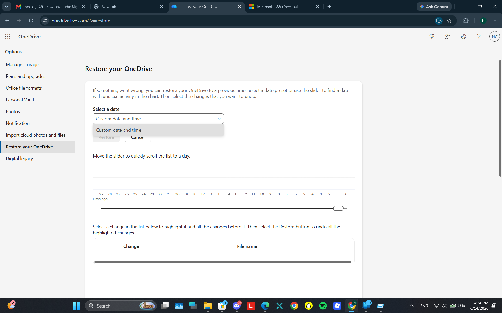 the restore your OneDrive function isn't working - Microsoft Q&A