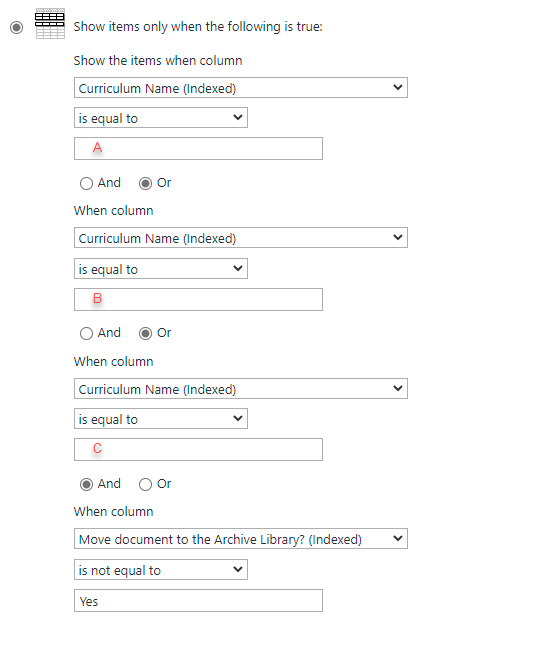 SharePoint View Filtering different properties of an Indexed Column ...
