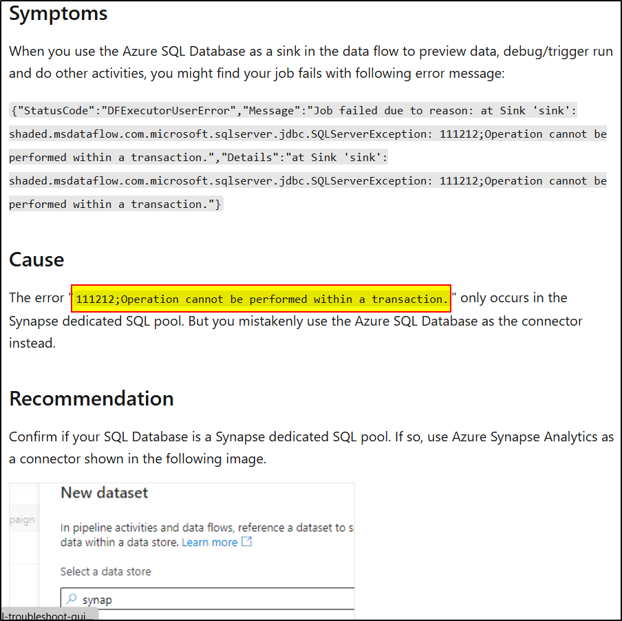 Assistance with Azure Synapse Analytics Pipeline Transaction Error ...