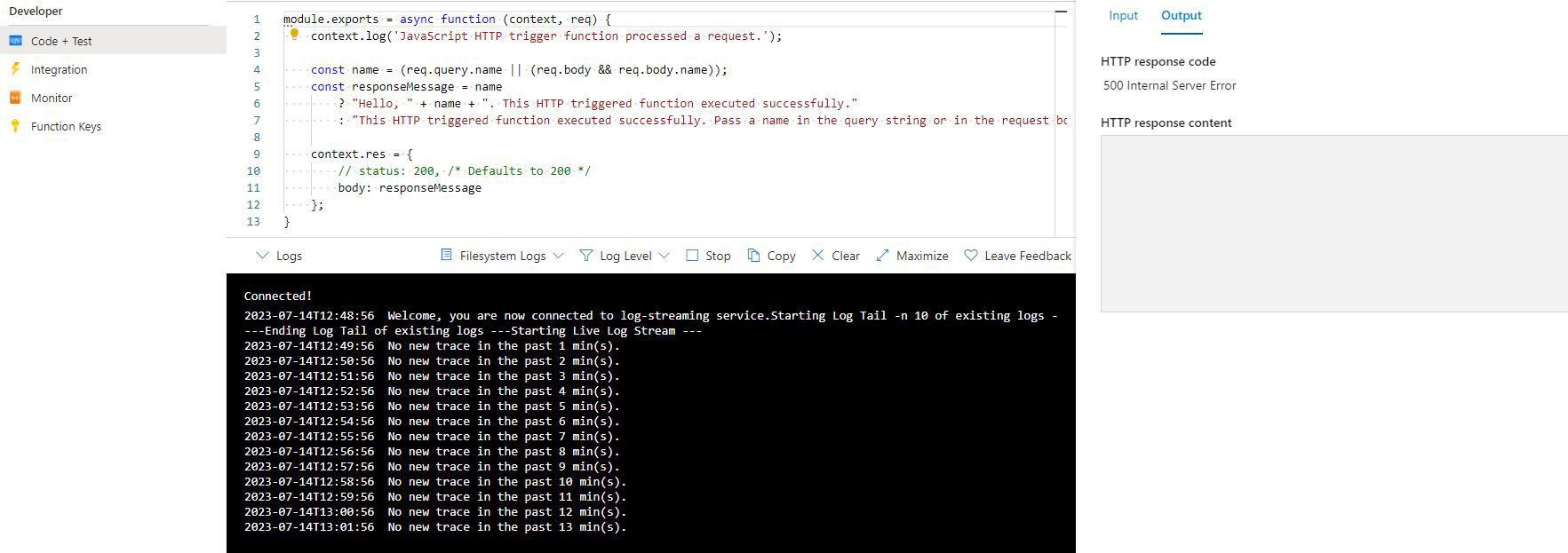 testingError