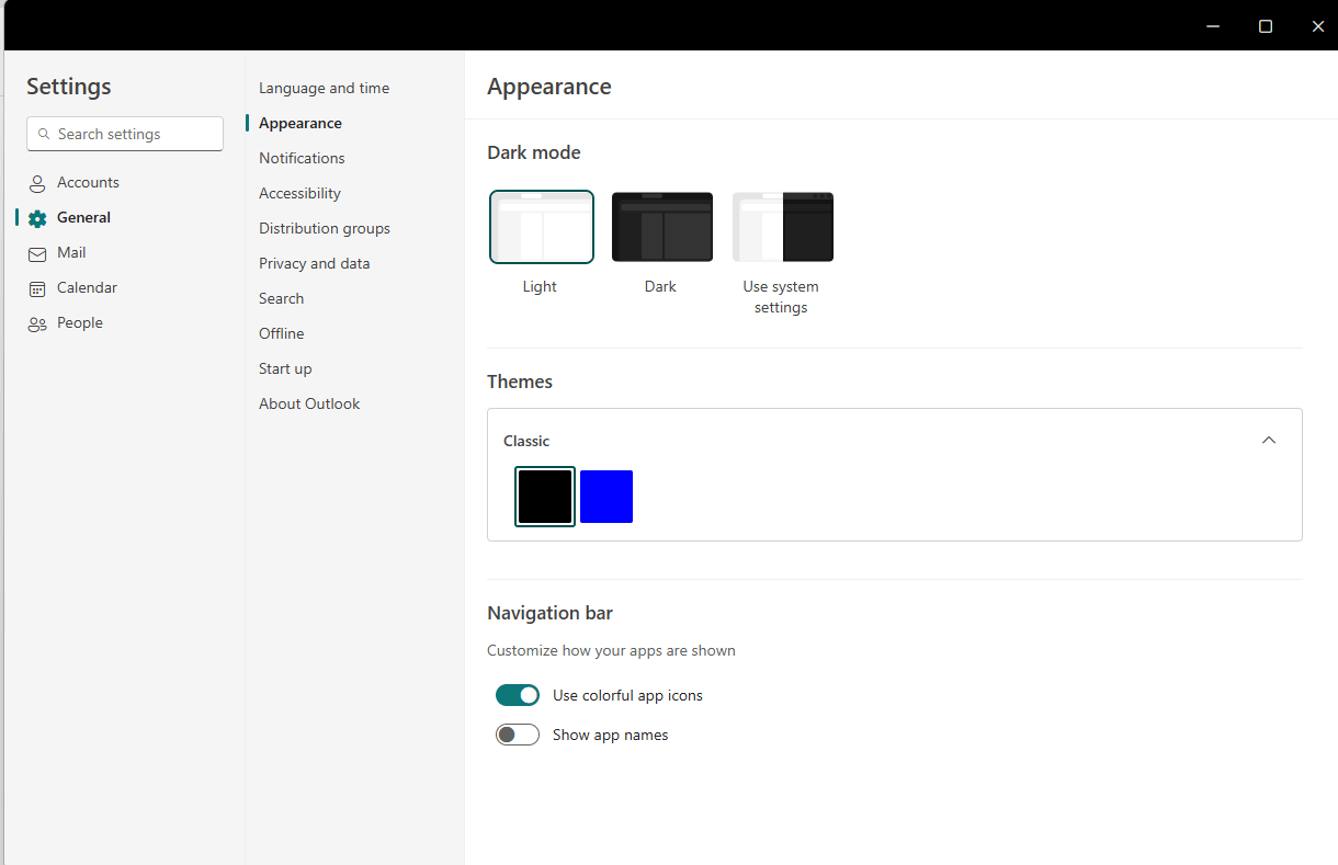 New Microsft outlook has only 2 theme options. Lost all modern themes ...