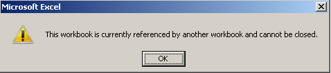 Excel 2007 cannot open error: This workbook is currently referenced by ...