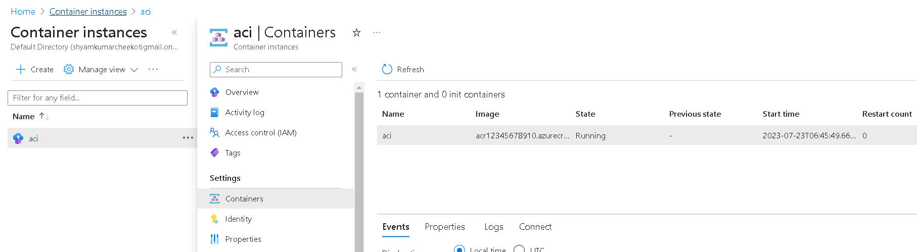 Not able to access container group - Microsoft Q&A
