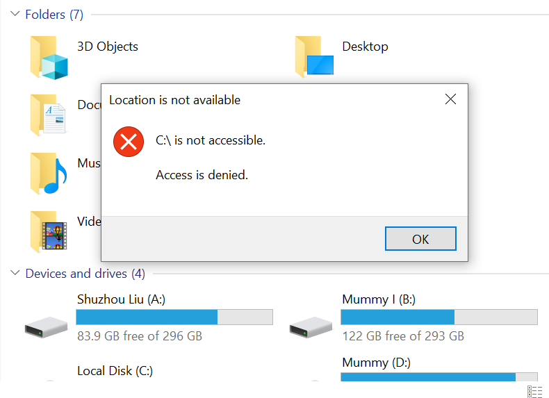 C: Disk not accessible - Microsoft Q&A