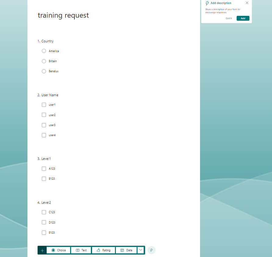 Creating a MS Forms for Training Requests to Update Excel File ...