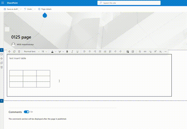 SharePoint Modern Page: Table Resizing Broken in all browsers now ...
