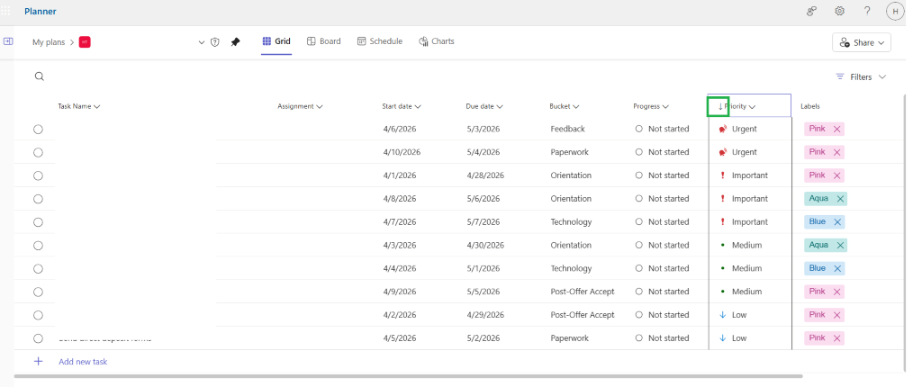 Planner tasks no longer sortable by Priority then by Due Date ...