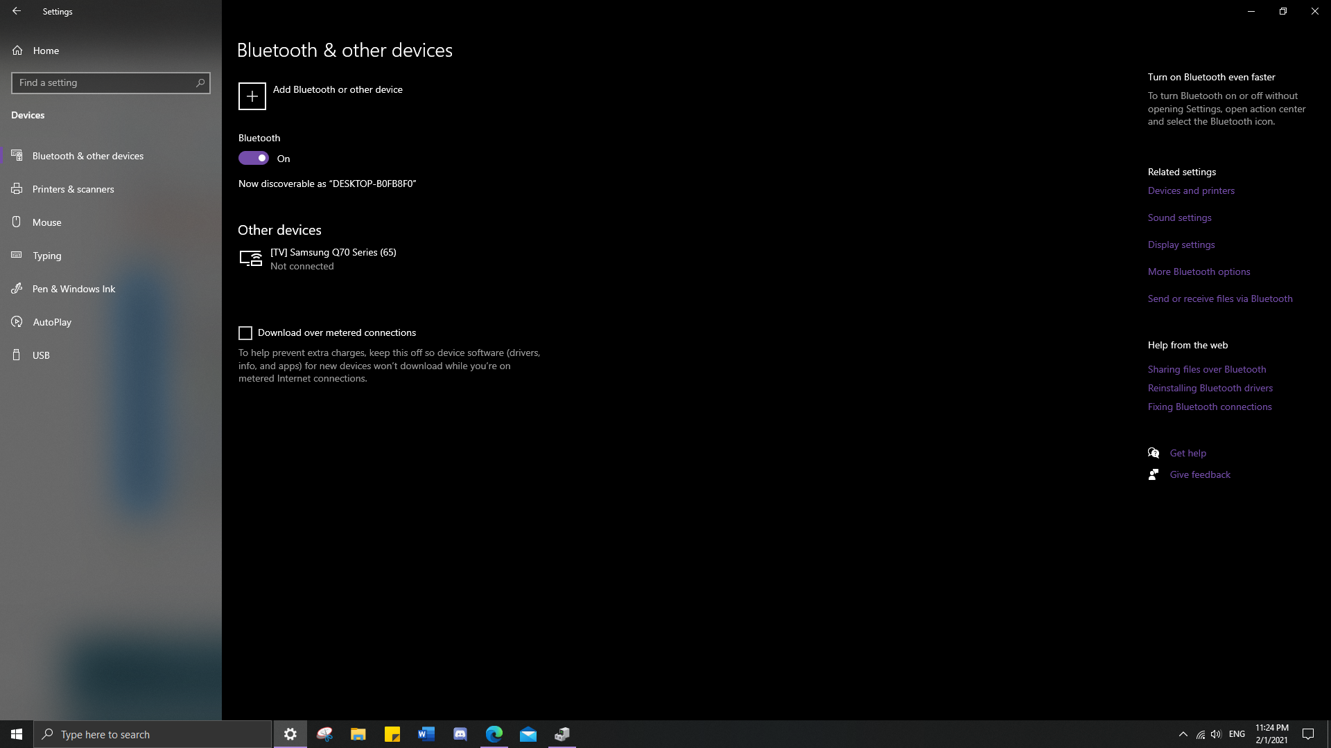 My devices disappear in settings after my computer is on for a while ...