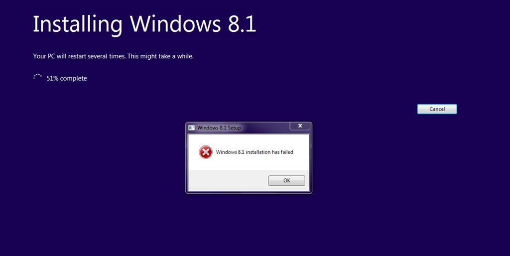 Win 7 to Win 8.1 installation fails - Microsoft Q&A