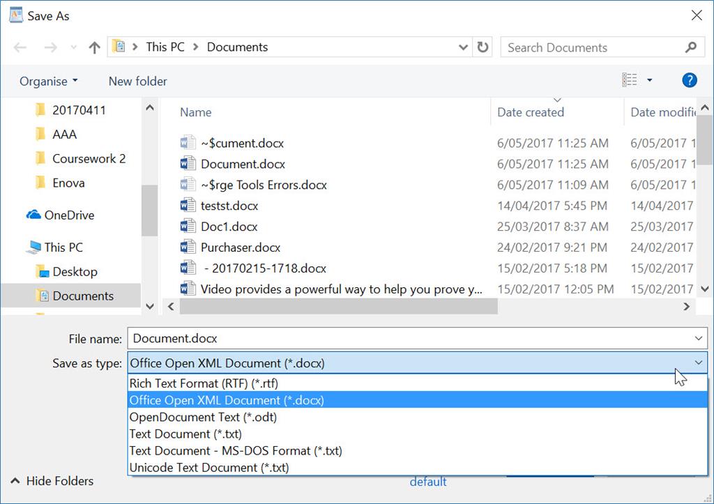 save wordpad data in docx format using Word7student 2016 Home ...