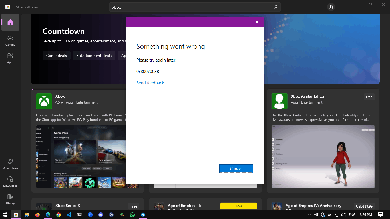 problem with microsoft store account xbox