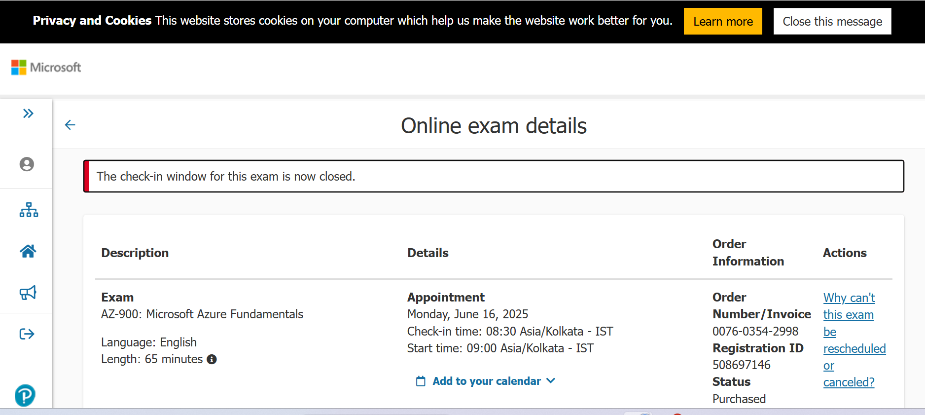 Unable to take AZ 900 exam after check in - Microsoft Q&A