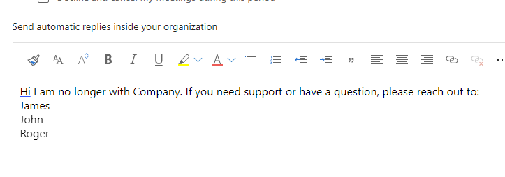 Set-MailboxAutoReplyConfiguration - Microsoft Q&A
