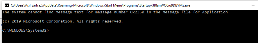 Window error:The system cannot find message text for message