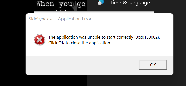 SideSync.exe - Application Error - Microsoft Q&A